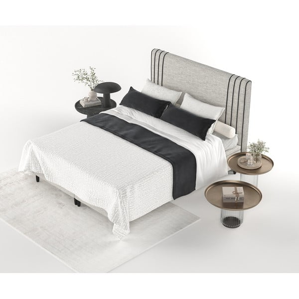 Svijetlo sivi tapecirani bračni krevet s prostorom za pohranu 140x200 cm Musca – Maison de Rêve-image-4