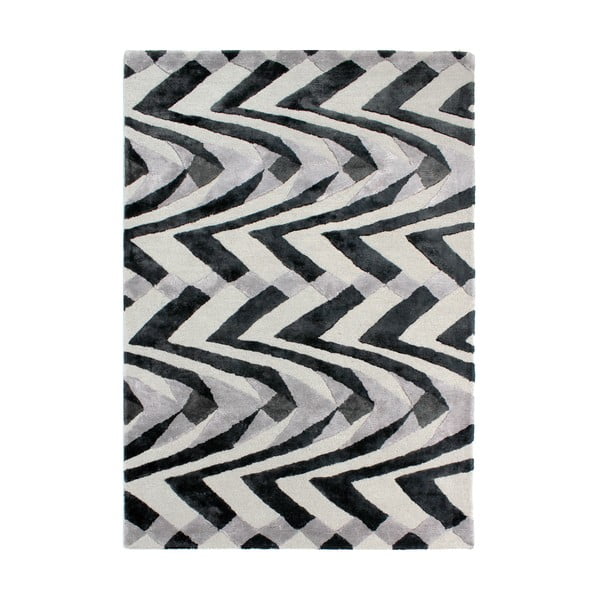 Crno-sivi ručno tkani tepih Flair Rugs Jazz, 160 x 230 cm