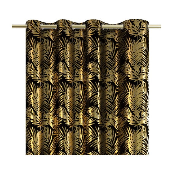 Crna/u zlatnoj boji zavjesa za djelomično zamračenje od samta 140x245 cm Golden Leaves – Restilo