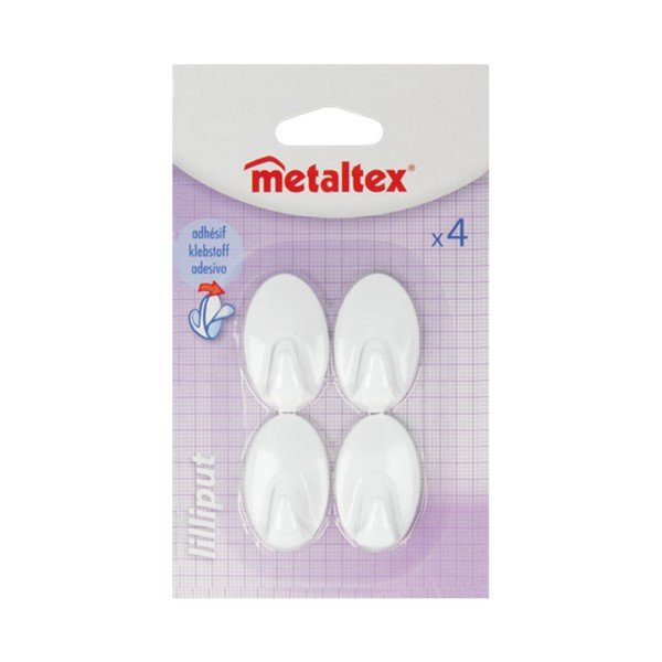 Set od 4 bijele plastične samoljepljive kukice Metaltex Greg-image-2