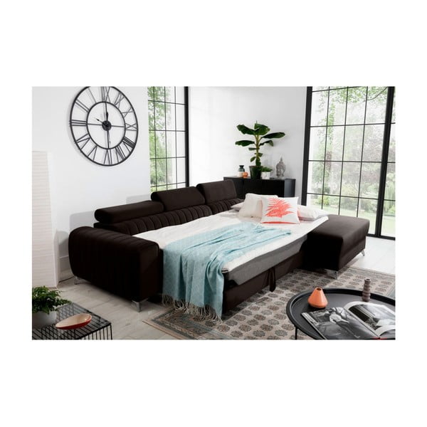 Tamno smeđa baršunasti sklopiva/s prostorom za odlaganje kutna garnitura (s desnim kutom/s ležaljkom) Grayson – ELTAP-image-4