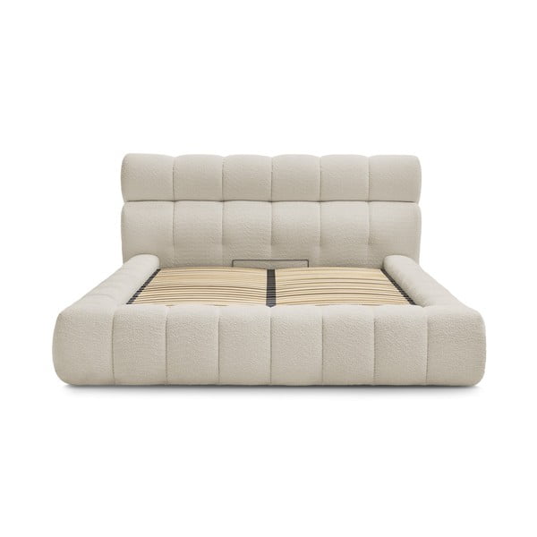 Bež tapecirani bračni krevet s prostorom za odlaganje s podnicom 180x200 cm Mont Blanc – Bobochic Paris-image-2