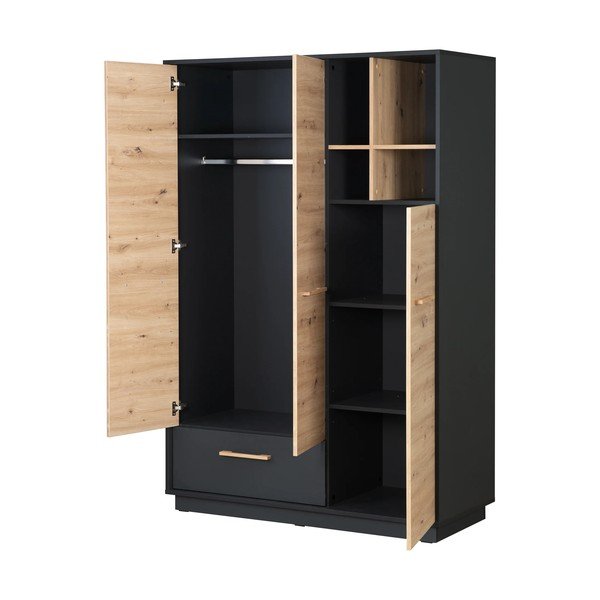 Antracitno siva/u prirodnoj boji dječja garderoba u dekoru hrasta 132x195 cm Lenn – Roba-image-4