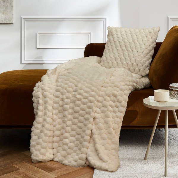 Deka od mikropliša boje slonovače 180x220 cm Frosty – douceur d'intérieur-image-1
