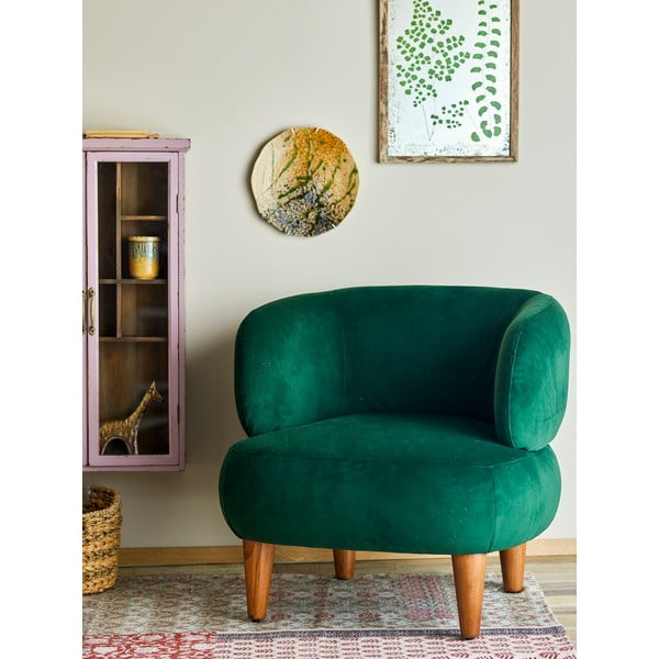 Tamno zelena baršunasti wing fotelja Ruperta – Bloomingville-image-1