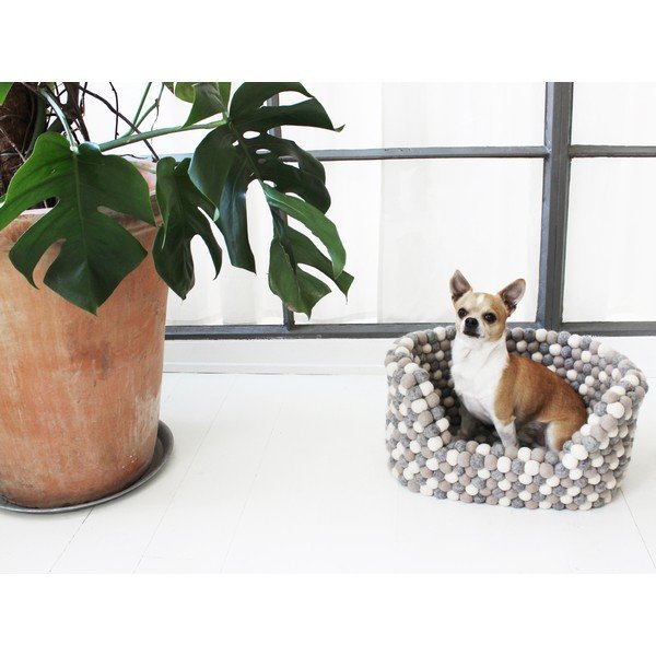 Svjetlosivo-bijeli krevetić za kućne ljubimce od vunenih pompona Wooldot Ball Pet Basket, 40 x 30 cm-image-2