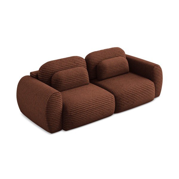 Sklopiva/s prostorom za pohranu sofa od samta boja terakote 266 cm Kini – Makamii-image-2