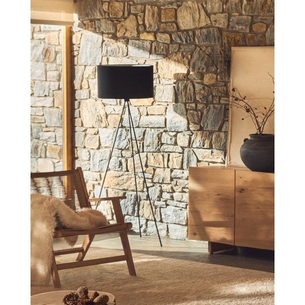 Crna podna lampa s tekstilnim sjenilom (visina 157 cm) Ikia - Kave Home-image-1