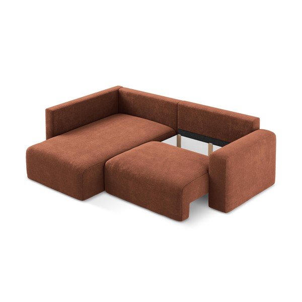 Sklopiva/s prostorom za odlaganje kutna garnitura od šenila boja terakote (s lijevim kutom/u obliku slova L) Kona – Makamii-image-4