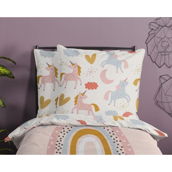 Ružičasta pamučna dječja posteljina za krevet za jednu osobu 140x200 cm Unilove – Good Morning-image-2