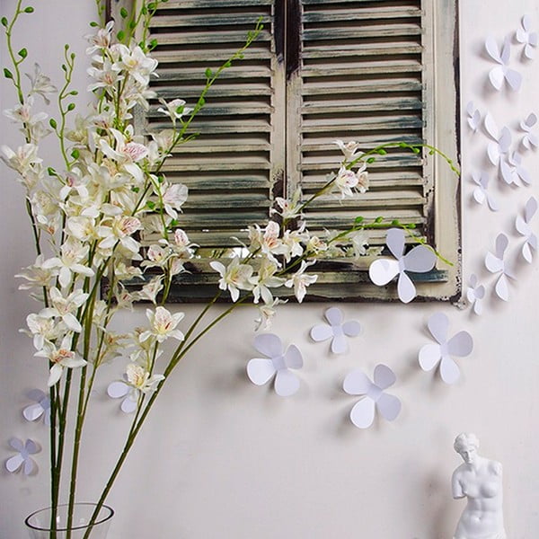 Set od 12 bijelih ljepljivih 3D naljepnica Ambiance Flowers
