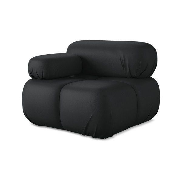 Crna modularna sjedeća garnitura od imitacije kože (s lijevim kutom) Lokua – Makamii-image-1