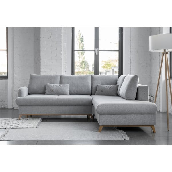 Svijetlo siva sklopiva/s prostorom za odlaganje kutna garnitura (s desnim kutom/u obliku slova L) Scandic Lagom – Miuform-image-1