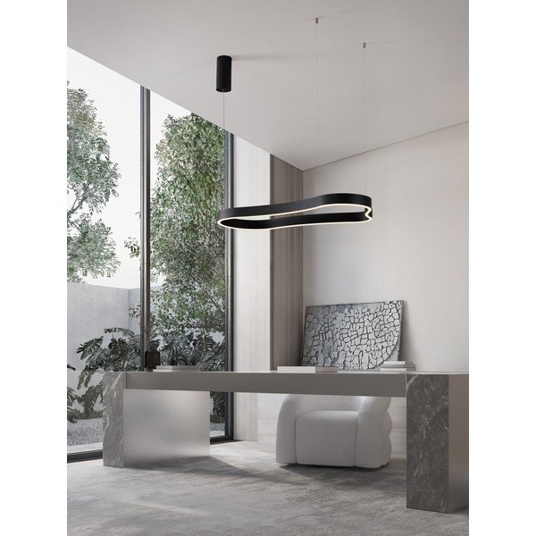 Mat crna LED viseća svjetiljka aluminijska s mogućnosti zatamnjivanja Dussa – Nova Luce-image-1