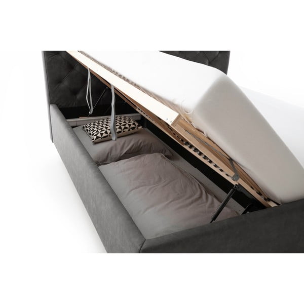 Tamno sivi tapecirani bračni krevet s prostorom za odlaganje s podnicom 180x200 cm San Remo – Meise Möbel-image-1