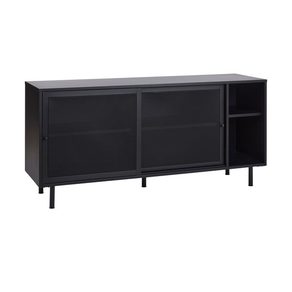 Crna metalna komoda s kliznim vratima 160x75x46 cm Veep – Unique Furniture-image-4