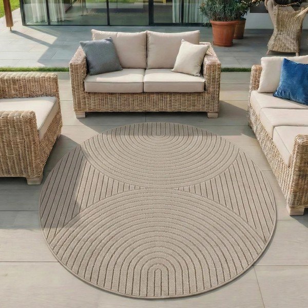 Bež okrugao unutarnji i vanjski tepih ø 120 cm Nova – Ayyildiz Carpets-image-1