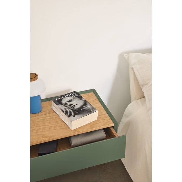 Zeleni viseći noćni ormarić s pločom stola u dekoru hrasta Arista – Teulat-image-2