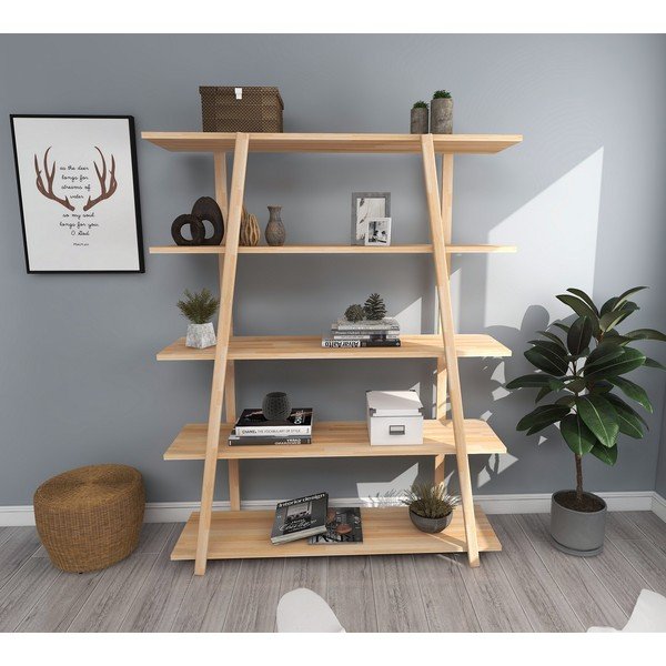 Polica za knjige od borovine u prirodnoj boji 115x145 cm Soft - Kalune Design-image-2