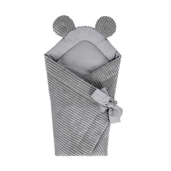 Sivi pokrivač za povijanje od samta 35x65 cm – Meowbaby