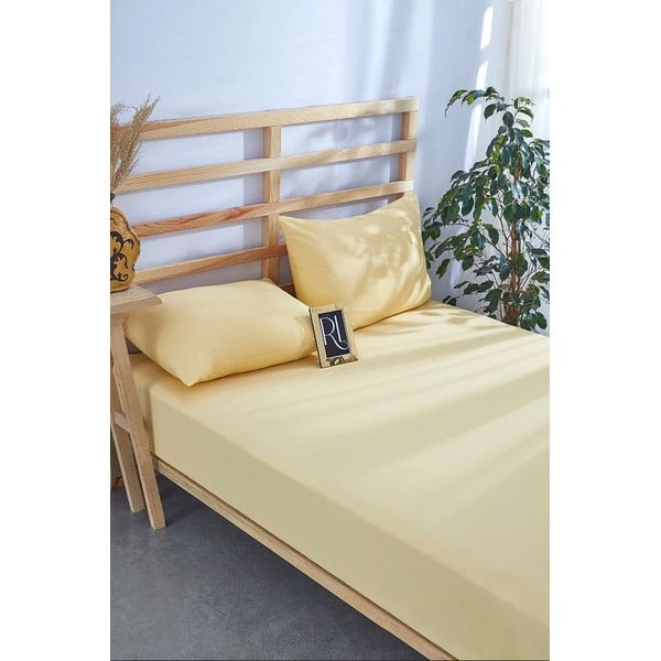 Žuti  pamučan set plahte i jastučnice s gumom 180x200 cm – Mila Home