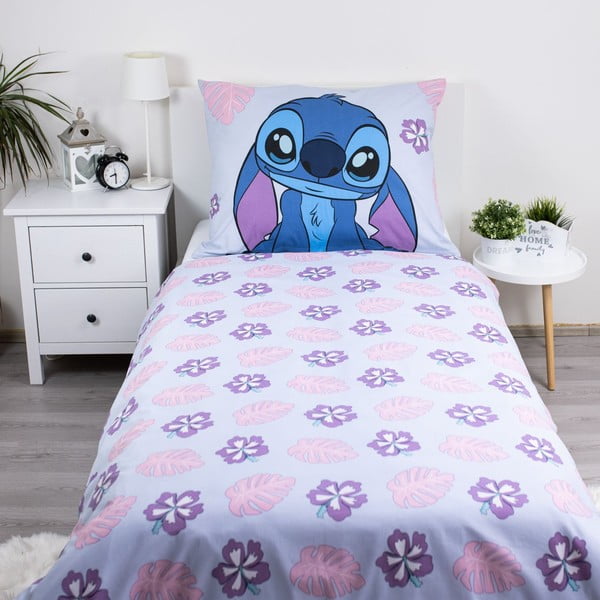 Plava/ljubičasta pamučna dječja posteljina za krevet za jednu osobu 140x200 cm Lilo and Stitch "Cute" – Jerry Fabrics-image-2