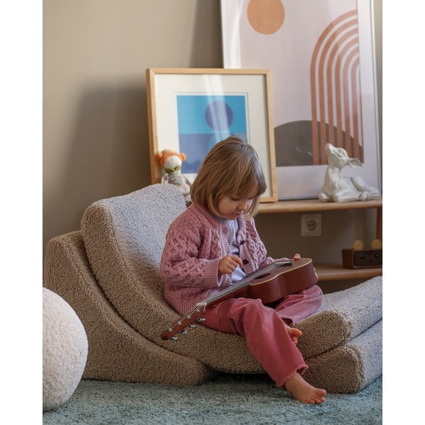 Svjetlo smeđa dječja fotelja od bouclé tkanine Moon – Wigiwama-image-3