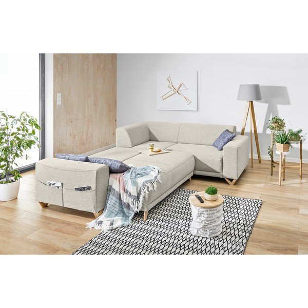 Bež sklopiva/s prostorom za odlaganje kutna garnitura (s desnim kutom/u obliku slova L) Classy Sophie – Miuform-image-4