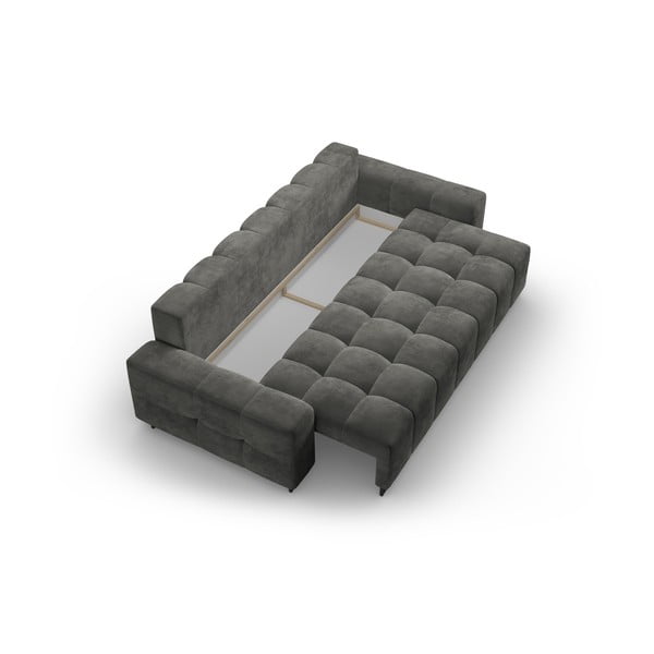 Siva baršunasti sklopiva/s prostorom za odlaganje sofa 250 cm Wicklow – Cosmopolitan Design-image-3