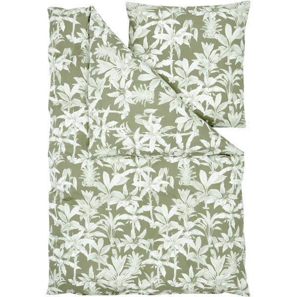 Zeleno-siva posteljina od pamuka Westwing Collection, 155 x 220 cm