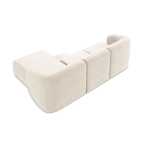 Bež kutna garnitura od šenila (s desnim kutom/s ležaljkom) Lani – Makamii-image-3