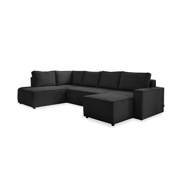 Antracitno siva sklopiva kutna garnitura od samta (s lijevim kutom/u obliku slova "U") Brave Dave – Miuform