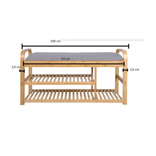 Stalak za cipele s klupom od sivo-prirodnog bambusa - Leitmotif-image-4
