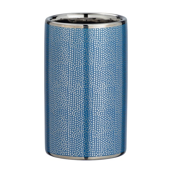 Plava keramička čaša za četkice za zube s detaljem u srebrnoj boji Wenko Nuria