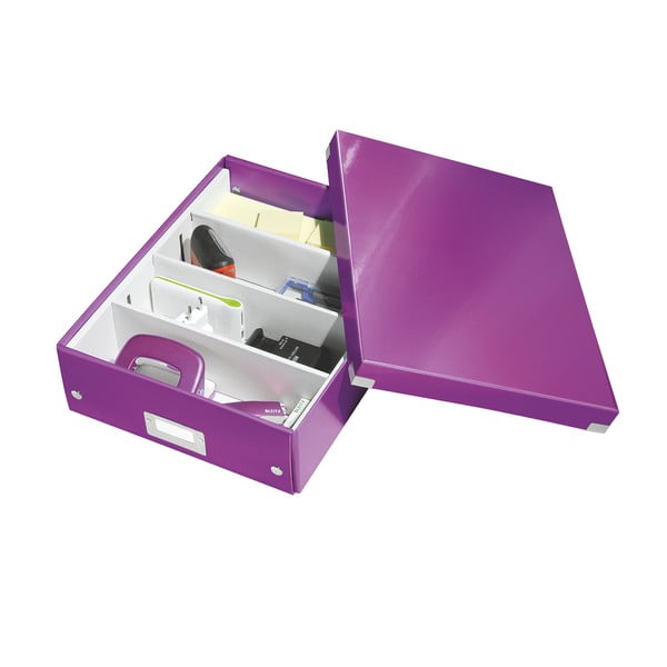 Ljubičasta kartonska kutija za pohranu s poklopcem 28x37x10 cm Click&Store – Leitz