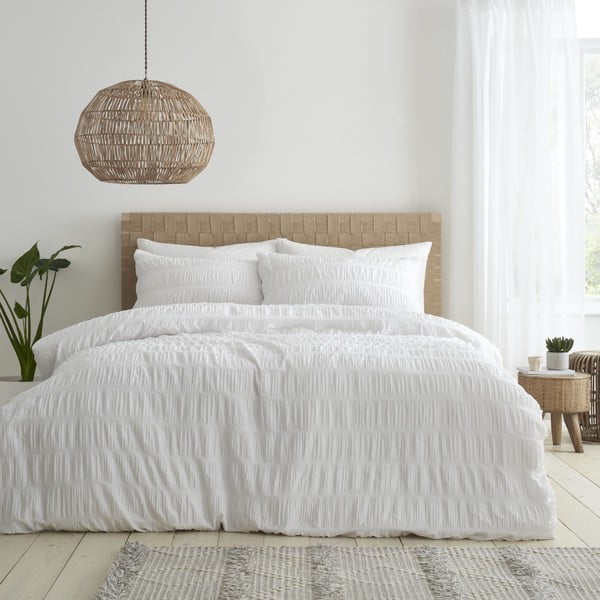 Bijela posteljina za jedan krevet 135x200 cm Seersucker - Catherine Lansfield