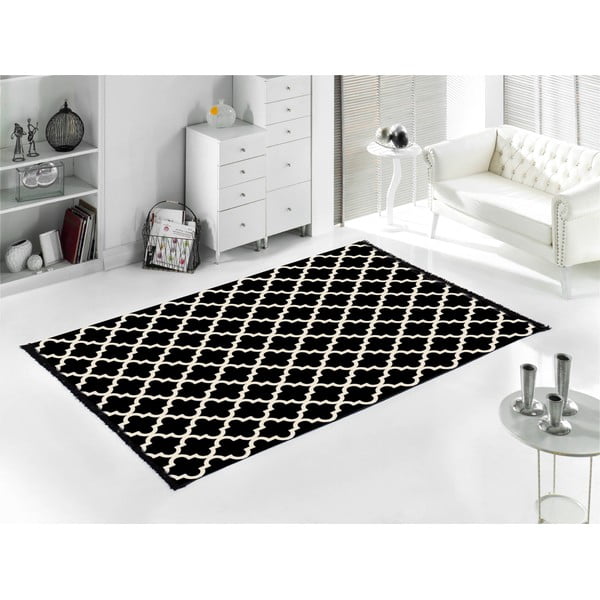 Crno bijeli dvostrani tepih Madalyon, 80 x 150 cm