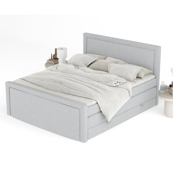 Svijetlo sivi boxspring krevet s prostorom za odlaganje 160x200 cm Lavenda – Maison de Rêve-image-4