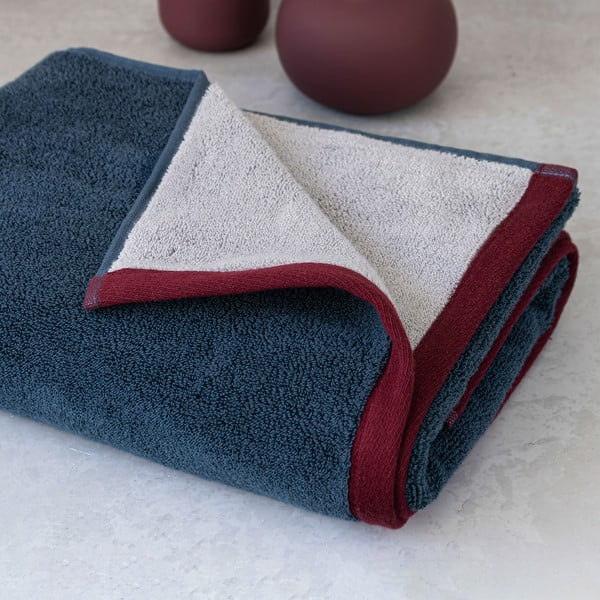 Tamno plavi/sivi ručnik od organskog pamuka od frotira 70x133 cm Soft – Mette Ditmer Denmark-image-1