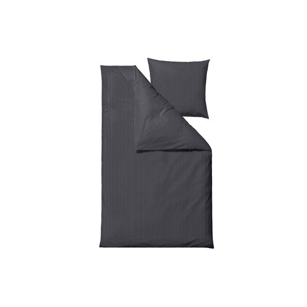 Antracitno siva pamučna posteljina za krevet za jednu osobu 140x200 cm Still – Södahl