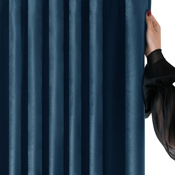 Plava zavjesa za djelomično zamračenje od samta 400x300 cm Velto – Filumi-image-2