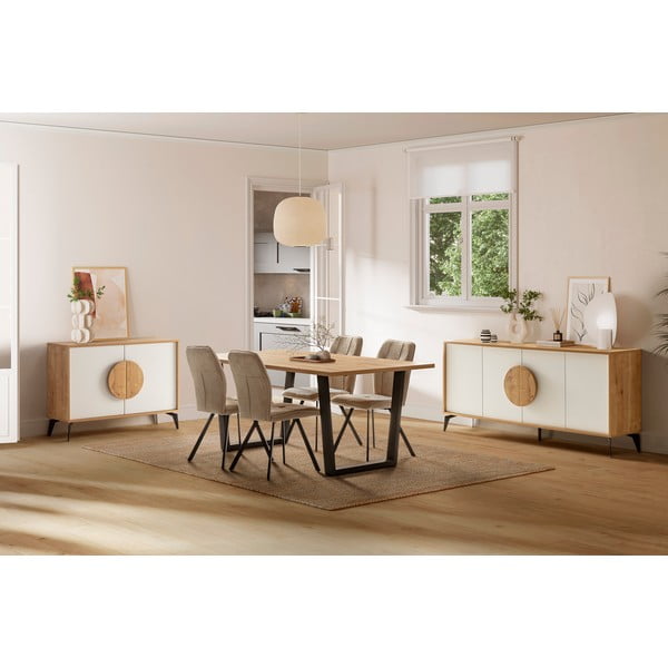 Bijela/u prirodnoj boji niska komoda u dekoru hrasta 110x82 cm Vae – Marckeric-image-1