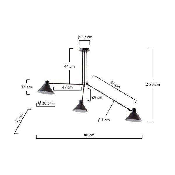 Crna stropna svjetiljka 80x80 cm Dione – Kave Home-image-3