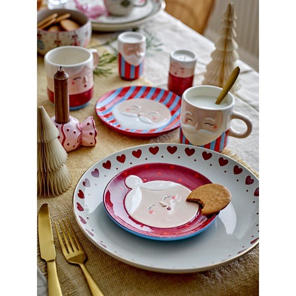Crveni desertni tanjuri u setu 2 kom s božićnim motivom od kamenine ø 16 cm Granny – Bloomingville-image-1