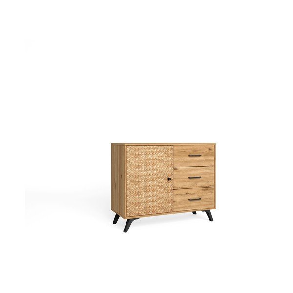 Niska komoda u dekoru hrasta u prirodnoj boji 92x81 cm Malaca - Marckeric-image-3