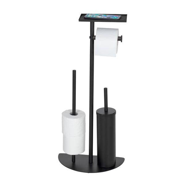 Crni željezni držač za WC papir sa četkom Cosenza – Wenko-image-2