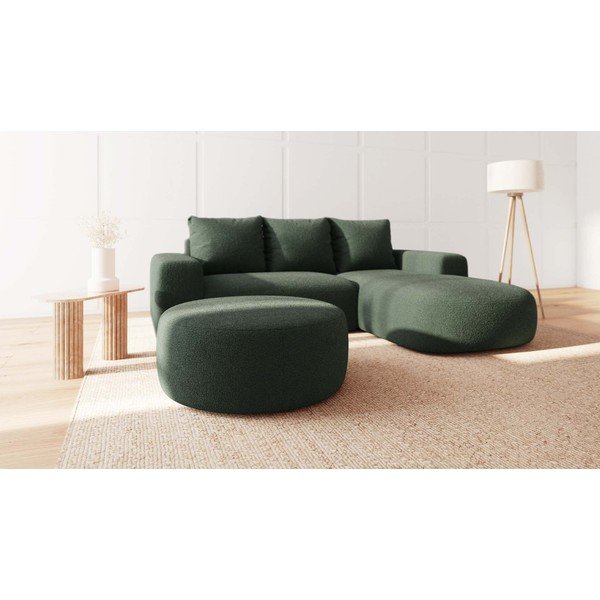 Zeleni tabure od bouclé tkanine Feiro – MESONICA-image-1