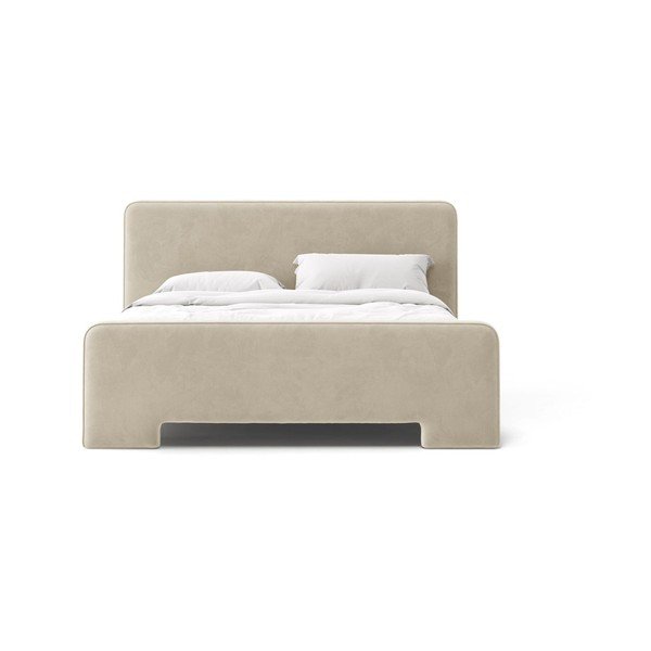Svijetlo sivi tapecirani bračni krevet s podnicom 140x200 cm Eda – Micadoni -image-2