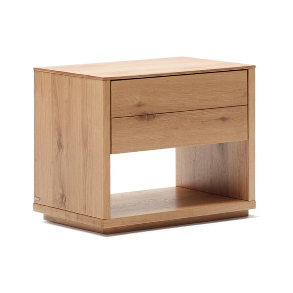 Noćni ormarić u dekoru hrasta u prirodnoj boji Alguema – Kave Home-image-2