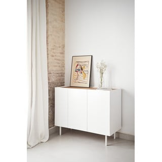 Bijela niska komoda u dekoru hrasta 110x85 cm Arista – Teulat